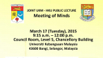 Meeting of Minds Lectures in Malaysia